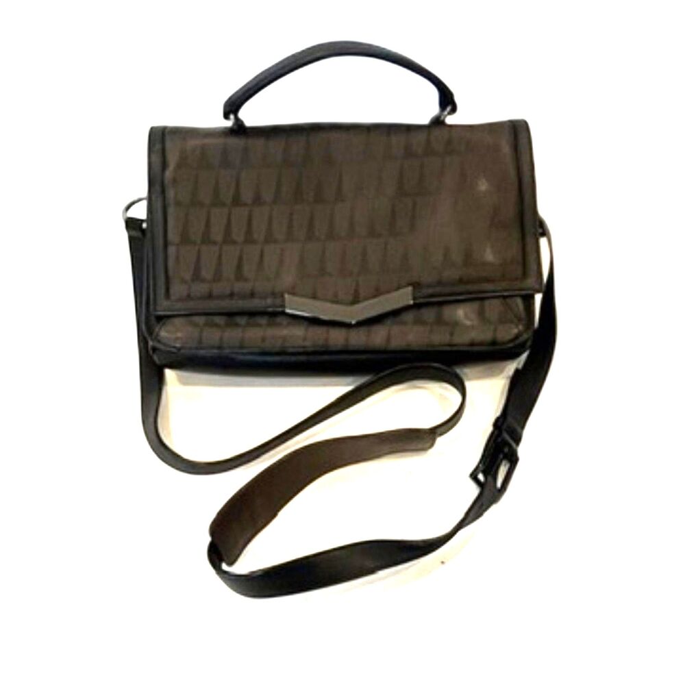 Times Arrow Helene $550 Shoulder Bag Sharkstooth 205 Tobacco Black Leather